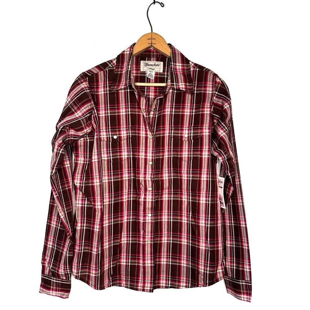 Wrangler | Wrancher Plaid Print Snap Button Down Western Shirt Size Large